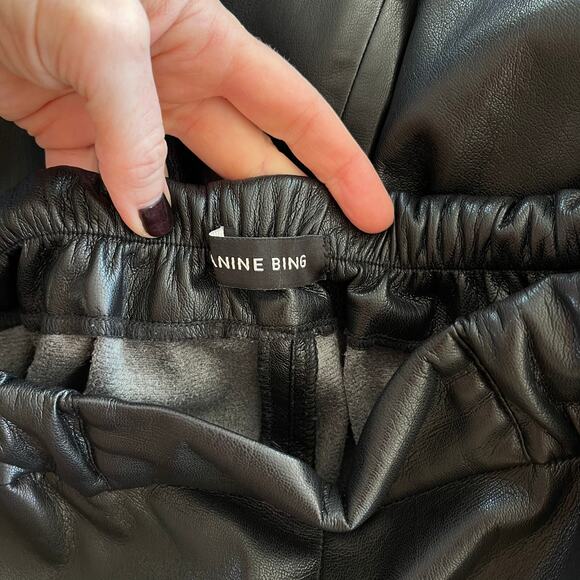Anine Bing Koa Pant in Black Vegan Leather Size XS High Rise Wide Leg Chic Sexy - Picture 14 of 16